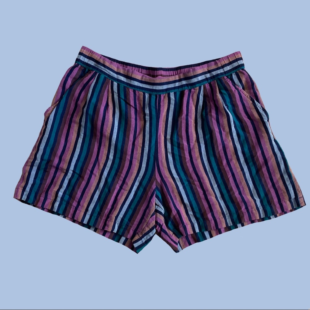 A New Day striped mid-rise linen shorts large